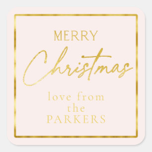 Sticker Carré Pink Gold Joyeux Noël ID1009
