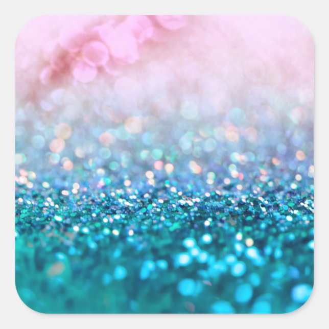 Sticker Carré Pink Gradient Bleu Turquoise Parkle Parties scinti (Devant)