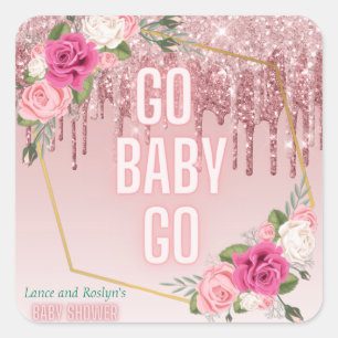 Sticker Carré Pink Green Elegant Parties scintillant Drift Derby