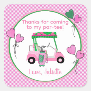 Sticker Carré Pink & Green Golf Thème Anniversaire