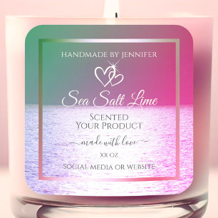 Sticker Carré Pink Green Gradient Ocean Produit Emballage Étique