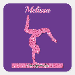 Sticker Carré Pink Gymnastique Fille Éperche Balancier