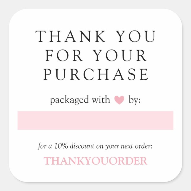 Sticker Carré Pink Heart Thank (Devant)