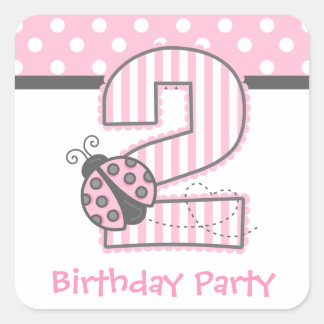 Sticker Carré Pink Ladybug 2e anniversaire