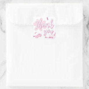 Sticker Carré Pink Malibu Venez sur Besties Anniversaire Merci
