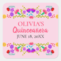 Pink Mis Quince Anos Fête Mexicaine Floral