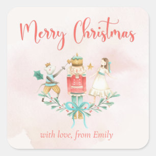 Sticker Carré Pink Nutcracker Girl Cadeau Holly Noël