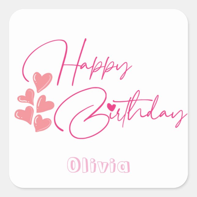 Sticker Carré Pink one year old birthday (Devant)