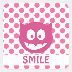 Sticker Carré Pink Polka Dot Monster SMILE