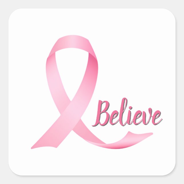 Sticker Carré Pink Ribbon Sensibilisation au cancer du sein (Devant)