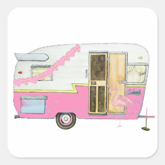 Sticker Carré Pink She Shed Camper Trailer