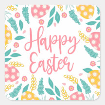 Pink Yellow Pastel Easter Eggs Foliage