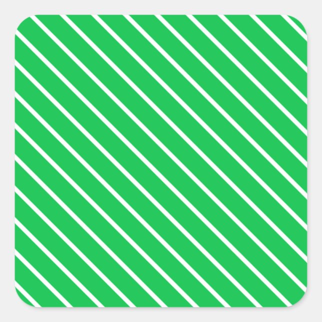 Sticker Carré Pinstripes diagonales - vert émeraude et blanc (Devant)