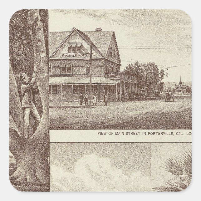 Sticker Carré Pioneer Land Co, contrat, Porterville (Devant)