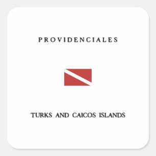 Sticker Carré Piqué de scaphandre de Providenciales Îles Turqu