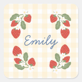 Sticker Carré Pique-nique de fête sucrée aux fraises personnalis