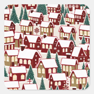 Sticker Carré Pique-nique de Noël village de Noël