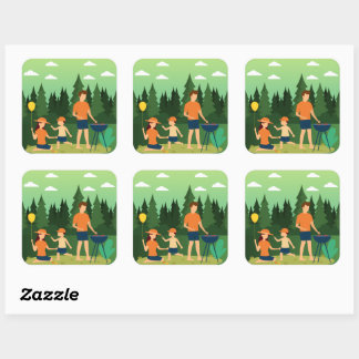 STICKER CARRÉ PIQUE-NIQUE FAMILIAL