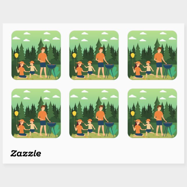 STICKER CARRÉ PIQUE-NIQUE FAMILIAL (Feuille)