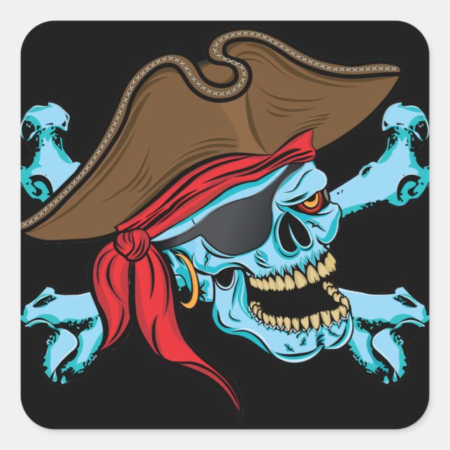 Sticker Carré Pirate crâne et os croisés (Devant)