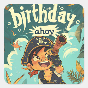 Sticker Carré Pirate d'anniversaire !