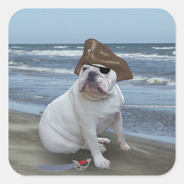 Sticker Carré Pirate de Bulldog (Devant)