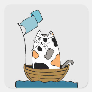 Sticker Carré Pirate de chat mignet