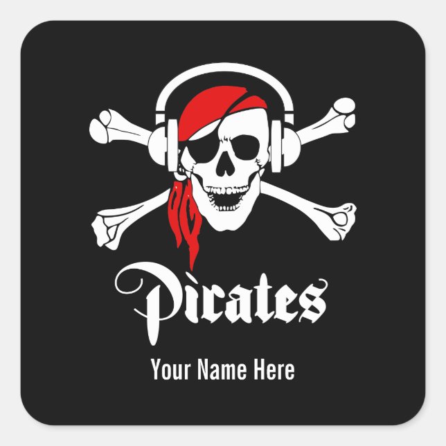 Sticker Carré Pirate de musique (Devant)