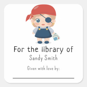Sticker Carré Pirate girl - Pour la bibliothèque de