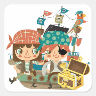 Sticker Carré Pirates Au Trésor
