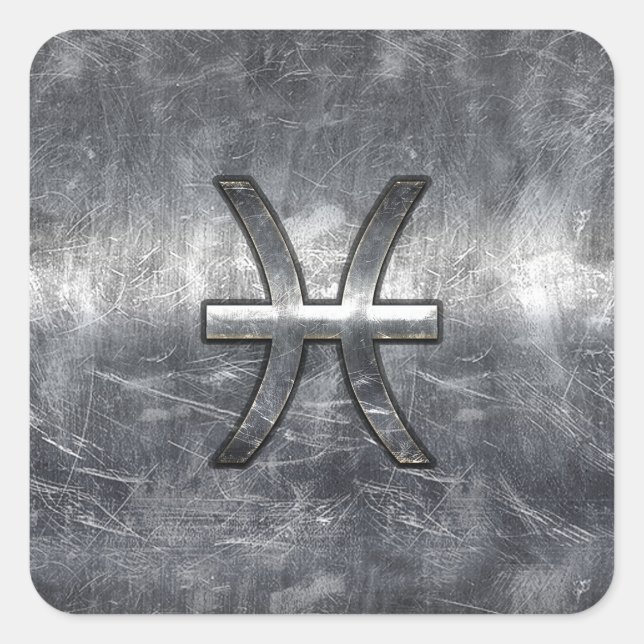 Sticker Carré Pisces Zodiac Connexion Gruning acier style print (Devant)