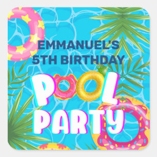 Sticker Carré Piscine tropicale Anniversaire