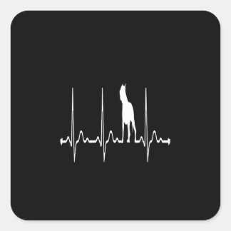 Sticker Carré Pitbull chien battement de coeur