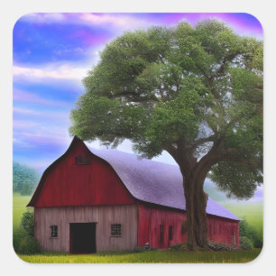 Sticker Carré Pittoresque Rustique Feuille d'érable d'automne