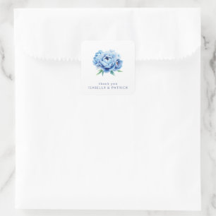 Sticker Carré Pivoine Botanique Bleue Reconnaissante