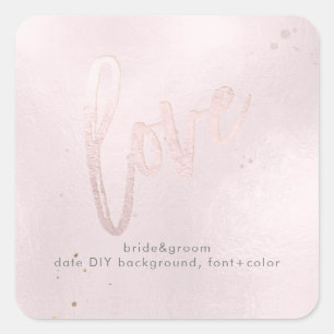 Sticker Carré PixDezines aime iridescente rose pâle