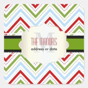 Sticker Carré PixDezines Chevron/Noël/couleurs DIY