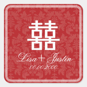 Sticker Carré PixDezines double bonheur chinois