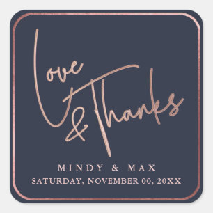 Sticker Carré PixDezines FAUX ROSE OR LOVE+THANKS do-it-yourself