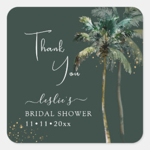 Sticker Carré PixDezines Jumeaux Palmiers Tropical Baby Shower