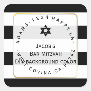 Sticker Carré PixDezines noir+blanc rayures mitzvah retour ajout