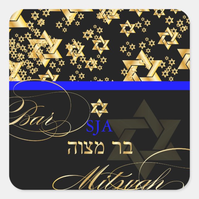 Sticker Carré PixDezines Star de David/Bar Mitzvah (Devant)