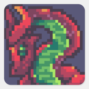 Sticker Carré Pixel Art de Red dragon