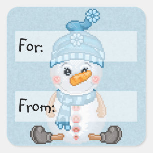 Sticker Carré Pixel de boule de neige