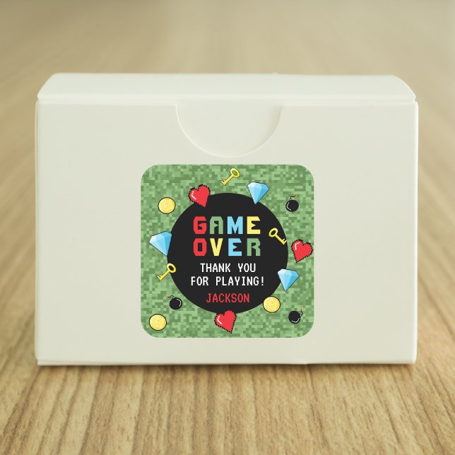 Sticker Carré Pixels Arcade Jeu sur Anniversaire de enfant (Créateur téléchargé)