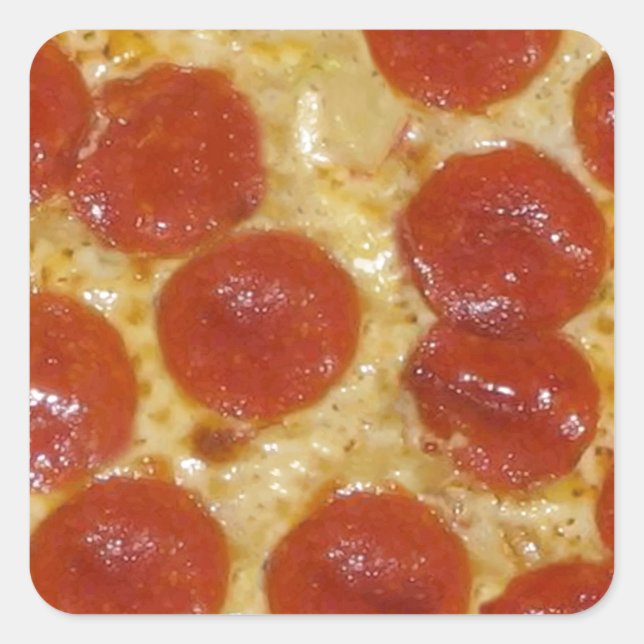 Sticker Carré pizza au gros pepperoni (Devant)