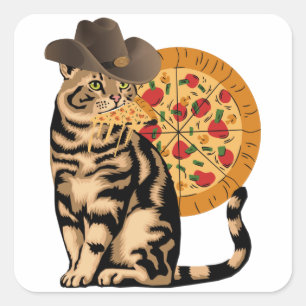 Sticker Carré Pizza de chat
