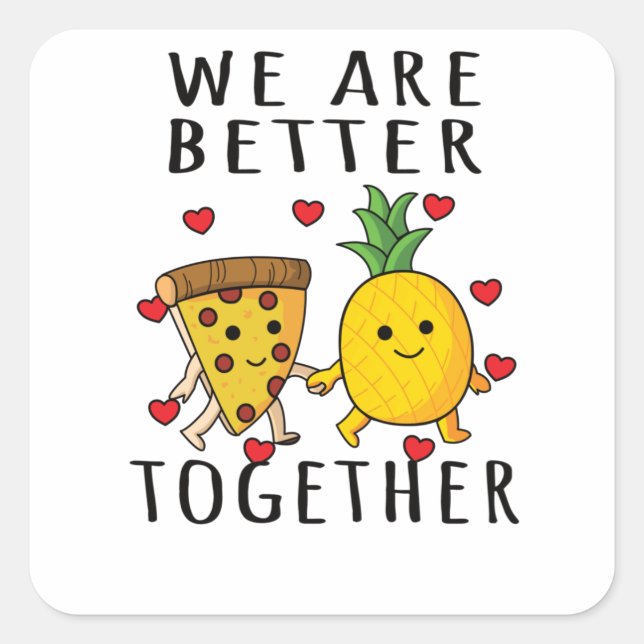 Sticker Carré Pizza Hawaii Pineapple Pizza Food (Devant)
