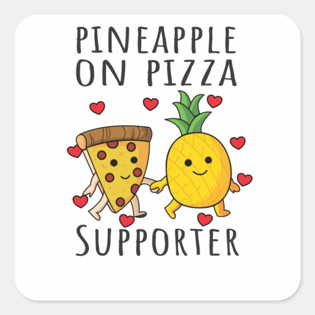 Sticker Carré Pizza Hawaii Pineapple Pizza Food (Devant)