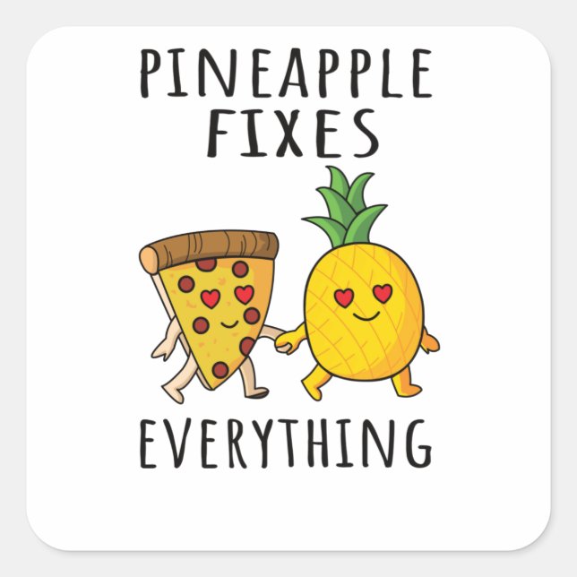 Sticker Carré Pizza Hawaii Pineapple Pizza Food (Devant)